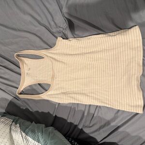 Aerie Beige Striped Tank Top